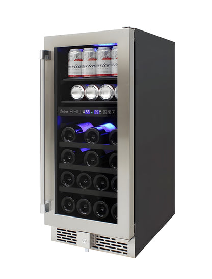 Vinotemp 15-Inch Outdoor Dual-Zone Wine & Beverage Cooler - VT-OUTDR15GD