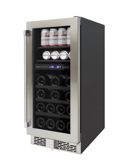 Vinotemp 15-Inch Outdoor Dual-Zone Wine & Beverage Cooler - VT-OUTDR15GD