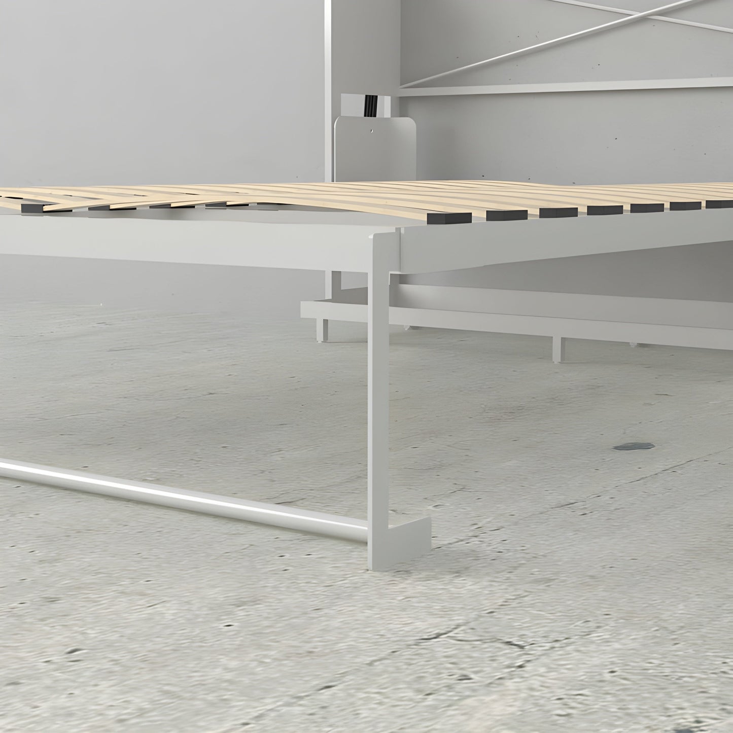 Queen Murphy Bed w/ Storage Cabinets, White by Leto Muro