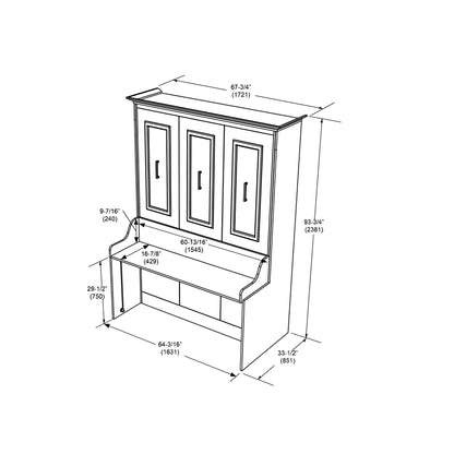 Queen Murphy Bed w/ Storage Towers, White, by Leto Muro