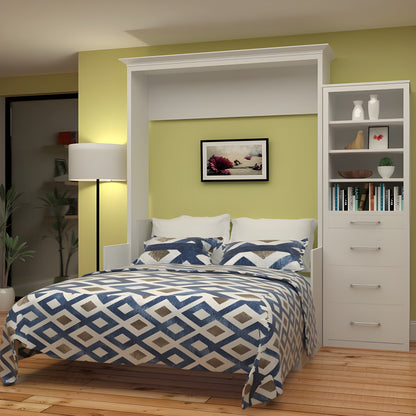 Queen Murphy Bed w/ Storage Towers, White, by Leto Muro