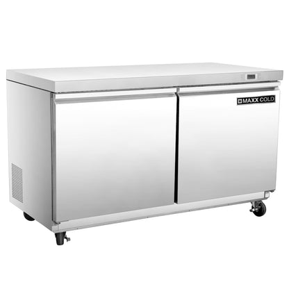 Maxx Cold Double Door Undercounter Freezer, 48"W, 11.1 cu. ft. Storage Capacity, in Stainless Steel - MXSF48UHC