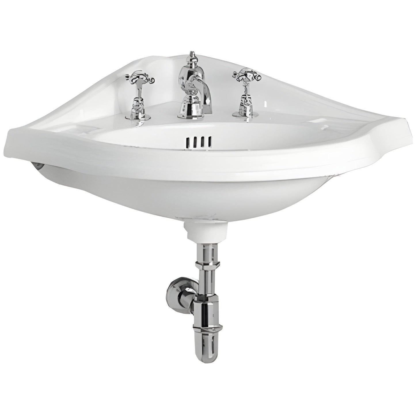 Whitehaus Corner China Wall Mount Basin with an Oval Bowl - AR884