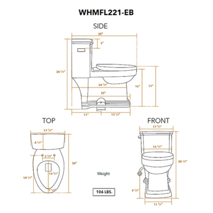 Whitehaus Magic Flush Eco-Friendly One Piece Single Flush Toilet With Elongated Bowl - WHMFL221-EB