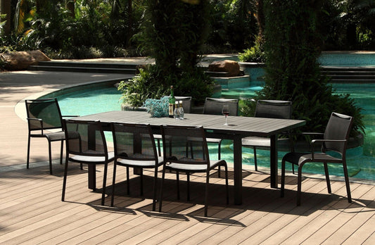 Whiteline Mods -    Black Alum Outdoor Extendable Dining Table DT1567 - DT1567-GRY