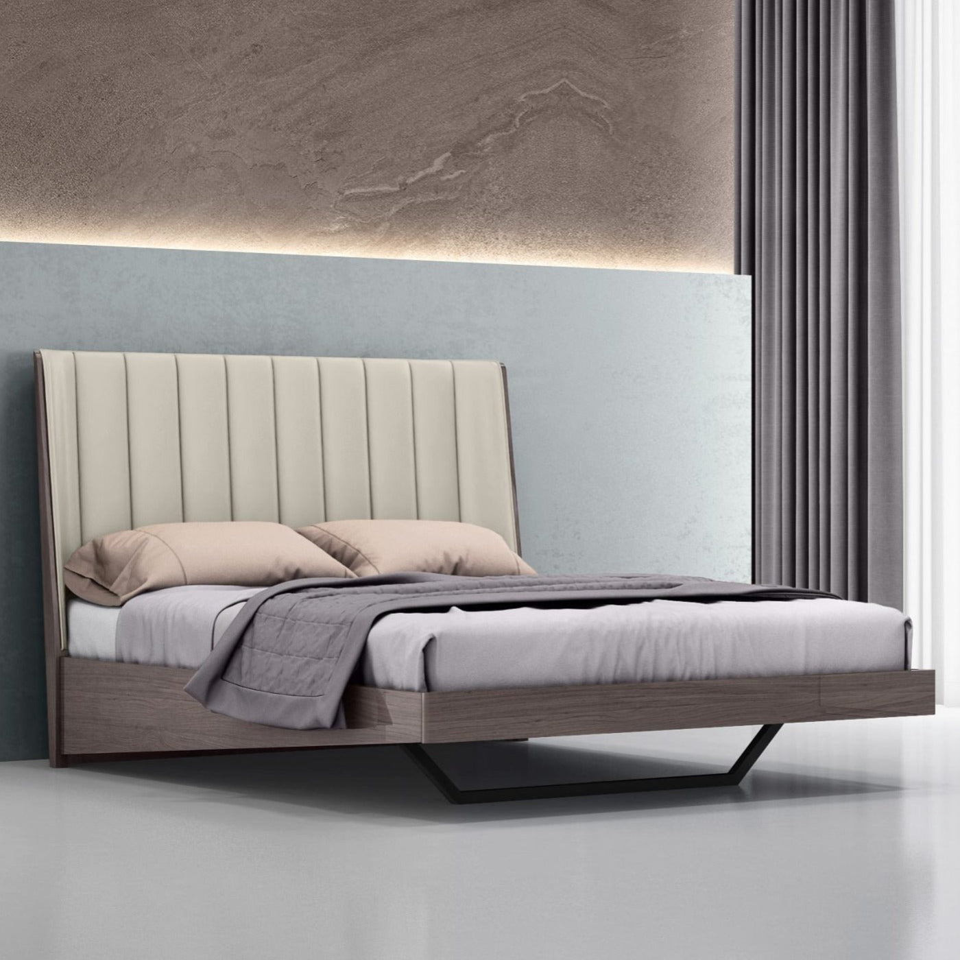 Whiteline Mods - Berlin Bed Queen BQ1754 - BQ1754-CNUT/LGRY