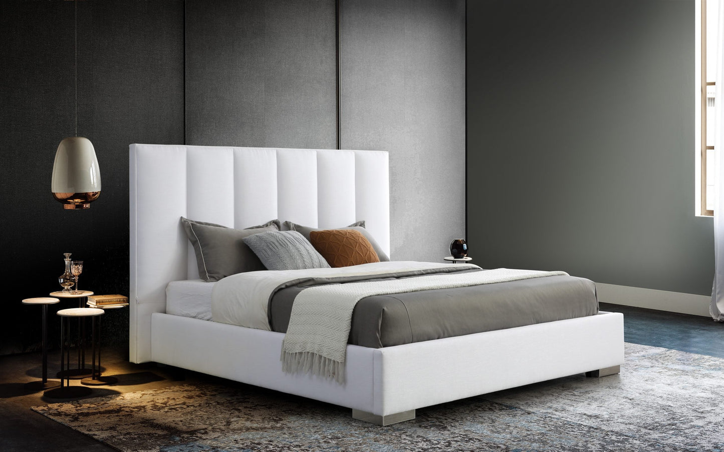 Whiteline Mods - Velvet Queen Bed BQ1655 - BQ1655-WHT
