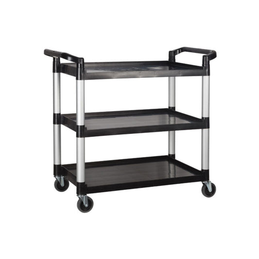 Winco 40.75" x 19.5" x 37.4" Black 3-Tier Utility Cart - UC-3019K