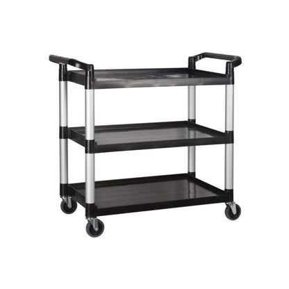 Winco 40.75" x 19.5" x 37.4" Black 3-Tier Utility Cart - UC-3019K