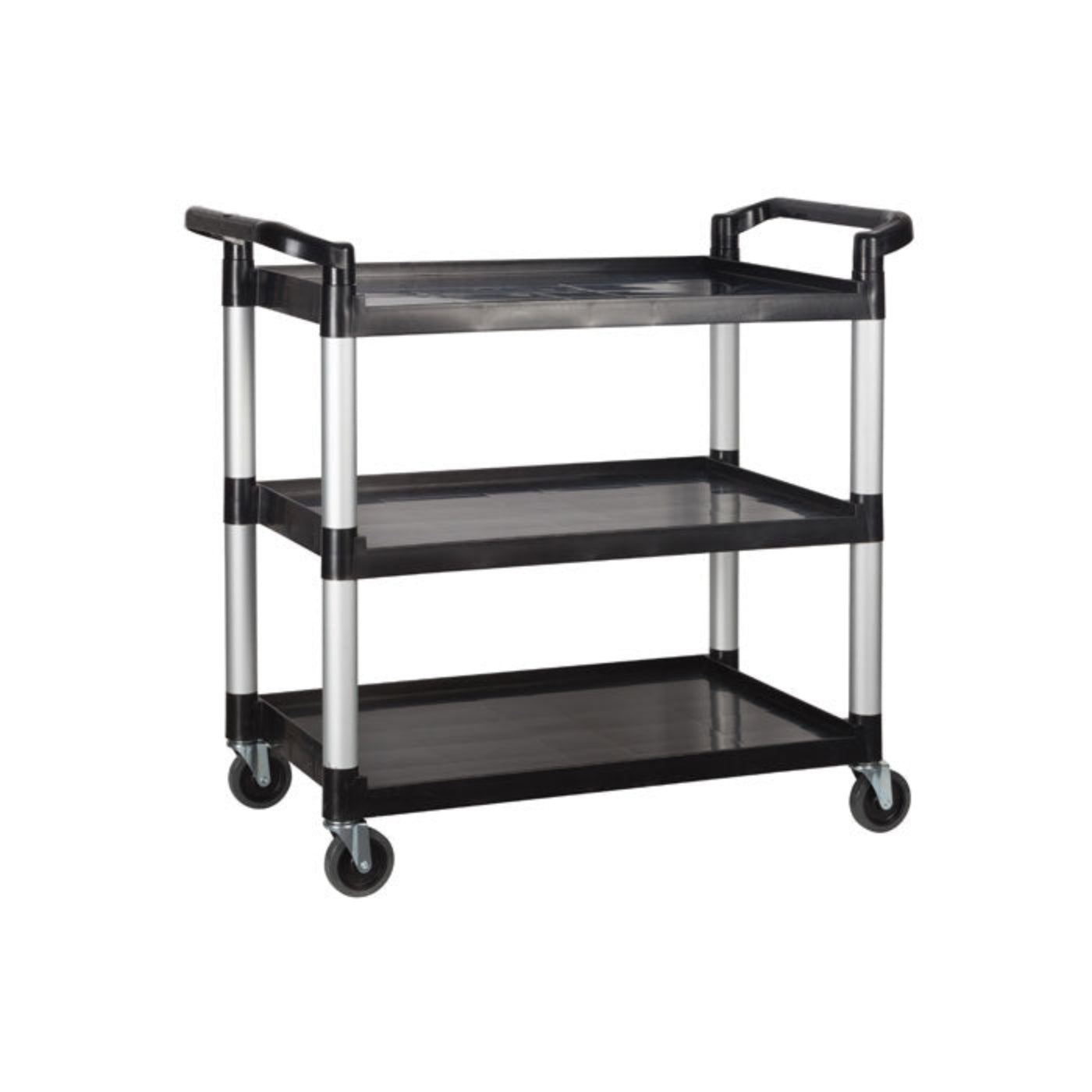 Winco 40.75" x 19.5" x 37.4" Black 3-Tier Utility Cart - UC-3019K