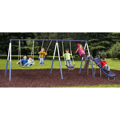 XDP Recreation Surf N Swing 5 Station Outdoor Swing and Play Set with Slide - 217009