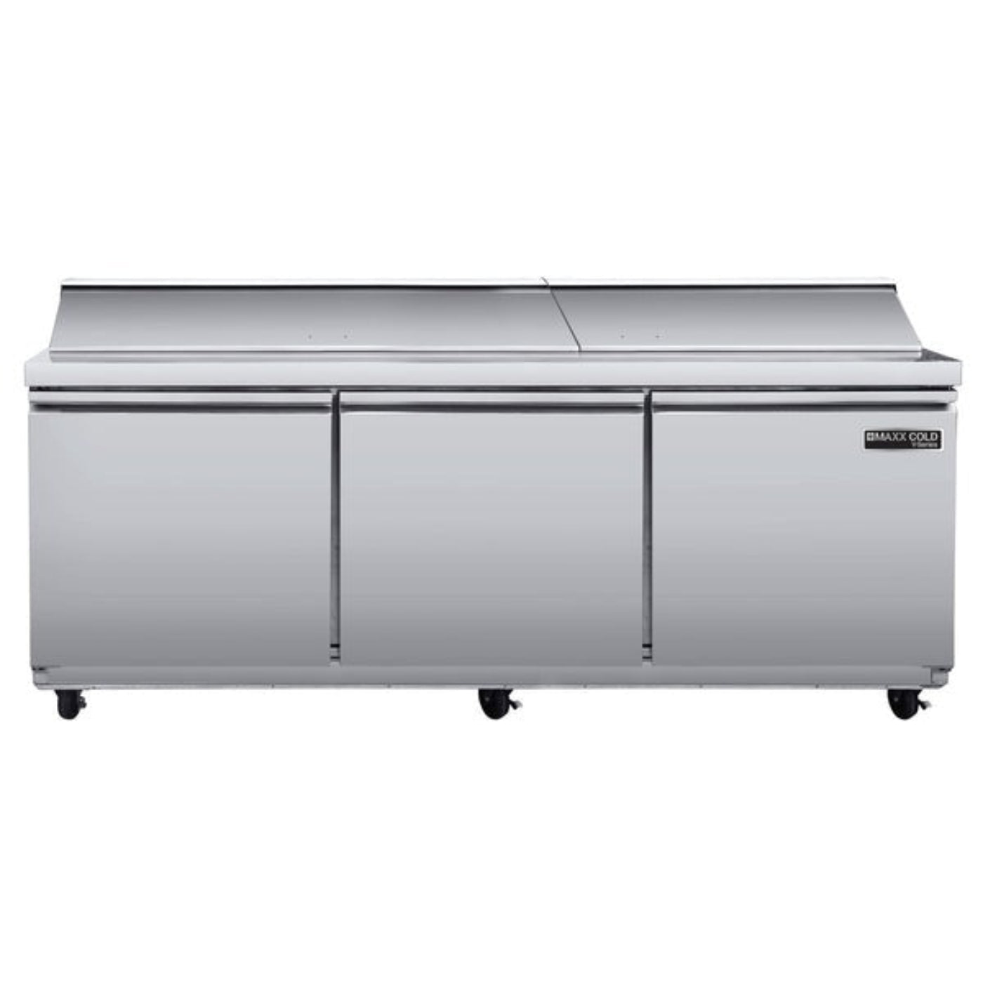 Maxx Cold V-Series 3 Door Refrigerated Mega Top Sandwich and Salad Prep Station, in Stainless Steel - MVR72MHC