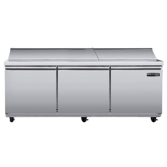 Maxx Cold V-Series 3 Door Refrigerated Mega Top Sandwich and Salad Prep Station, in Stainless Steel - MVR72MHC