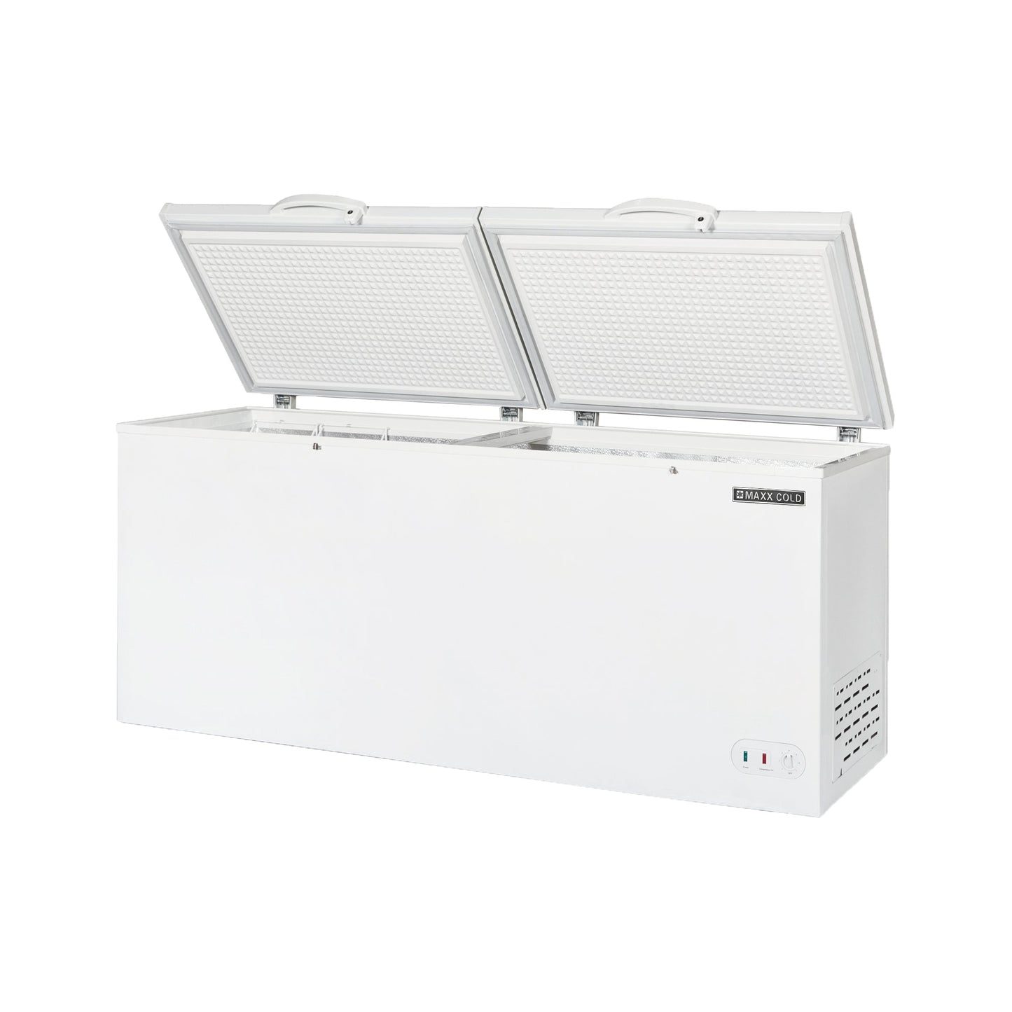 Maxx Cold Extra Large Chest Freezer with Split Top, 76"W, 30 cu ft. Storage Capacity, Locking Lids, Garage Ready, in White - MXSH30.0SHC